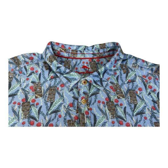 Tommy Bahama Men’s XXXL Nan Tiki Polo Shirt Short Sleeve Infinity Pool Blue Red - Picture 12 of 14
